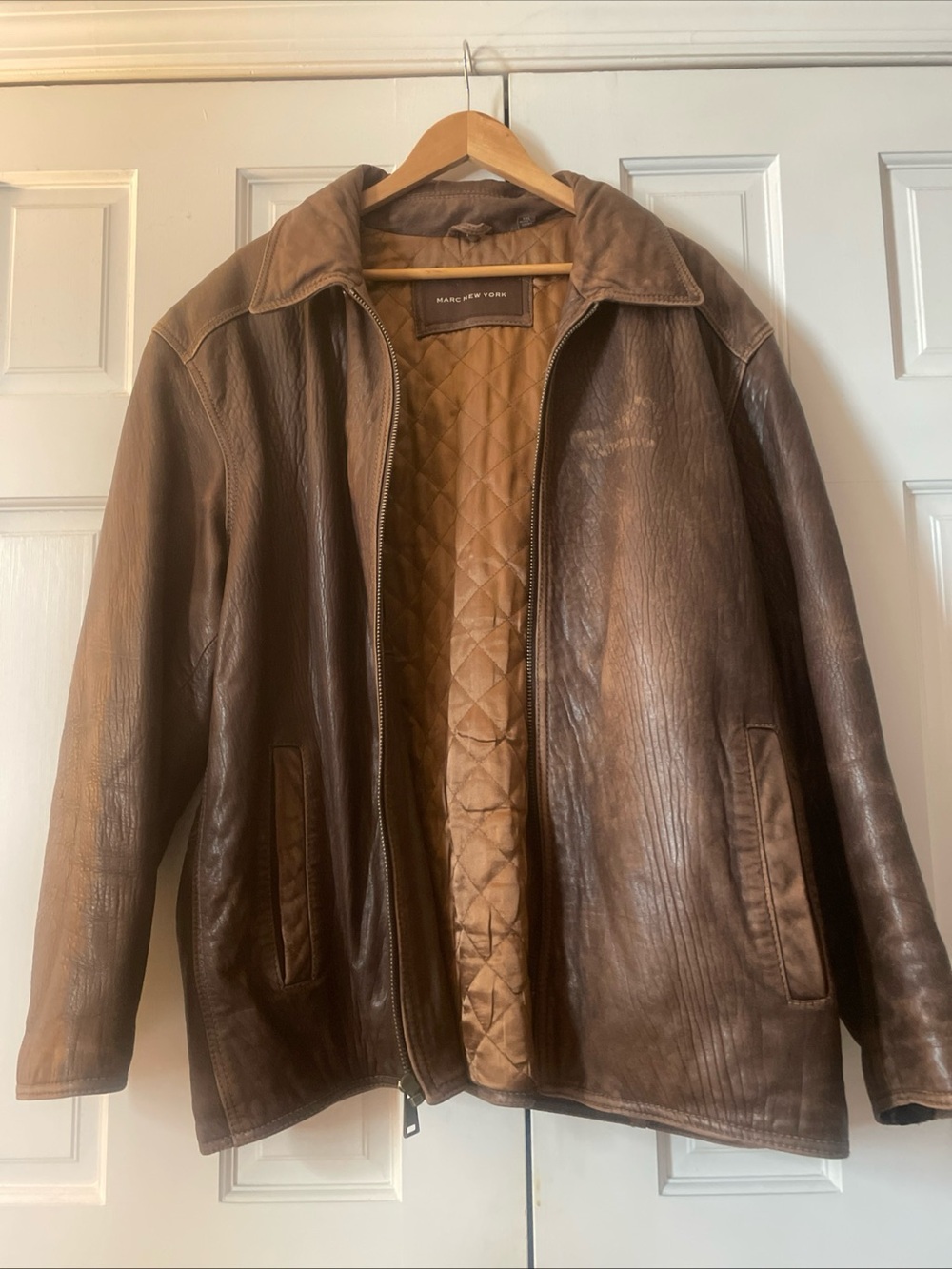 Marc New York Brown Leather Jacket Men’s 2XL